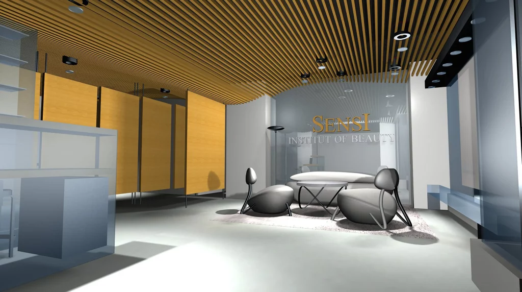 Projekt interiéru firemního kosmetického salonu Sensi